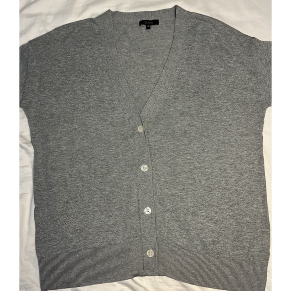 QUINCE Lightweight Cotton Cashmere Cardigan Sweater Set Gray Womens M Minimalist - Picture 6 of 16